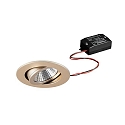 LED Einbaustrahler TIRREL-R, IP20, rund, 230V AC, 6W 3000K 680lm 38�, schwenkbar 20�, schaltbar, champagner matt