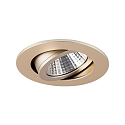 Brumberg LED Einbaustrahler TIRREL-R, IP20, rund, 230V AC, 6W 3000K 680lm 38�, schwenkbar 20�, schaltbar, champagner matt