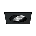 LED Einbaustrahler TIRREL-S, IP20, eckig, 230V AC, 6W 3000K 680lm 38�, schwenkbar 20�, schaltbar, schwarz