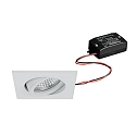 LED Einbaustrahler TIRREL-S, IP20, eckig, 230V AC, 6W 3000K 680lm 38�, schwenkbar 20�, schaltbar, strukturwei�