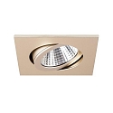 Brumberg LED Einbaustrahler TIRREL-S, IP20, eckig, 230V AC, 6W 3000K 680lm 38�, schwenkbar 20�, schaltbar, champagner matt