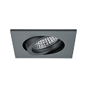 Brumberg LED Einbaustrahler TIRREL-S, IP20, eckig, 230V AC, 6W 3000K 680lm 38�, schwenkbar 20�, schaltbar, titan matt