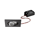 LED Einbaustrahler-Set JARRED-S ON/OFF, IP20, eckig, 8.2cm, 230V, 6W 3000K 730lm 38�, schaltbar, schwenkbar, schwarz / Alu