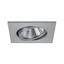 Brumberg Recessed LED spot set incl. converter, IP20, square, 230V, 7W 3000K 740lm 38�, swivelling 30�, matt alu