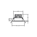 Brumberg LED Einbaudownlight ITANSA S BB16, IP54, 230V AC, 50 Hz, 6W, 38�, 3000K, 680lm, quadratisch, starr, schwarz