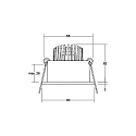 Brumberg LED-Einbaustrahler TIRRELdeep, IP20, rund, vertieft, 230V AC, 6W 3000K 680lm 38�, schwenkbar, dimmbar, alu matt