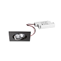 LED Einbaustrahler-Set JARRED-S PHASE, IP20, eckig, 8.2cm, 230V, 6W 3000K 730lm 38�, dimmbar, schwenkbar, schwarz / Alu