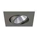 Brumberg Recessed LED spot set incl. converter, IP20, square, 230V, 7W 2700K 740lm 38�, swivelling 30�, matt titanium