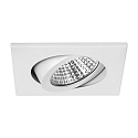 Brumberg Recessed LED spot set BB05 incl. converter, IP20, square, 230V, 6W 3000K 640lm 38�, swivelling 30�, dimmable, white
