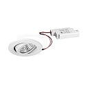 Recessed LED spot set dim2warm incl. converter, IP20, round, 230V, 6W 1800-3000K 460lm 38�, swivelling 30�, white