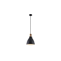 pendant luminaire BRENTHIS 1 flame E27 IP20, wood, black dimmable