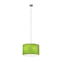 Pendant luminaire SOFT TUBE 380, � 38cm, 3 x E27 max. 60W, matt nickel / shade chintz green / diffuser PC