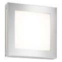 Outdoor LED wall luminaire 22 x 22cm, IP44, 12W 3000K, stainless steel / opal glass, brushed