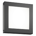 Outdoor LED wall luminaire 22 x 22cm with motion detector, IP44, 12W 3000K, stainless steel / opal glass, anthracite