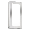 Outdoor LED wall luminaire flat, 28 x 14cm, IP44, 12W 3000K, stainless steel / opal glass, brushed