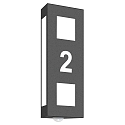 House number luminaire 22 with motion detector, upt to 2 numbers (cut out), IP44, E27, aluminium, anthracite