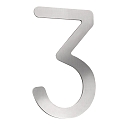 House number 3 from brushed stainless steel, height 16cm