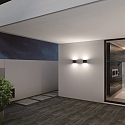 CMD Creative Metalldesign Outdoor LED Wandleuchte, IP54, Up&Down, eckig, 12cm, 24W 3000K 1297lm, Aluminium anthrazit / Kristallglas