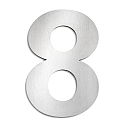 House number 8 from brushed stainless steel, height 25cm
