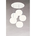 Casablanca pendant luminaire ACAI 21 5 flames, round E27 IP20, mat, opal white dimmable