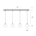 Casablanca Pendelleuchte BALL S, IP20, 4-flammig, 150cm, 4x E27, opal wei�-matt