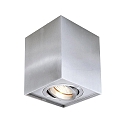 Deckenaufbau-Strahler BENGALA, IP20, eckig, 9.6cm, GU10 max. 50W, drehbar / schwenkbar, Aluminium, Silber geb�rstet