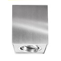  Deckenaufbau-Strahler BENGALA, IP20, eckig, 9.6cm, GU10 max. 50W, drehbar / schwenkbar, Aluminium, Silber geb�rstet