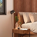 Leseleuchte CAN TILT ROUND USB, IP20, GU10, runde Basis mit Schalter + USB A+C Port + Schalter, kardanisch, schwarz