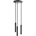 LED Pendelleuchte SLIM, 3-flammig, Baldachin rund, � 24cm, IP20, 15W 3000K 1500lm 24�, CRi >90, UGR <19, schaltbar, schwarz