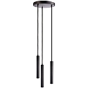 LED Pendelleuchte SLIM DIM, 3-flammig, Baldachin rund, � 24cm, IP20, 15W 2700K 1500lm 24�, CRi >90, UGR <19, dimmbar, schwarz