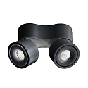 LED Deckenstrahler UNI II MINI DOUBLE TILT 15W, IP20, 2-flammig, CRi >90, kardanisch, dimmbar, 15W 3000K 980lm 36�, schwarz