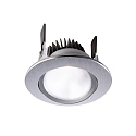 Recessed LED ceiling luminaire COB 68 cCT, 8W, 24V, 65�, 250cm-6500K, IP20, brushed silver
