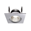 Recessed LED ceiling luminaire COB-68-350mA-SQUARE, current constant, 6W, 4000K, 45�, brushed silver