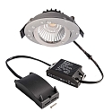 LED Einbau-Strahler DIONE IP44, � 8.2cm, 8.5W 3000K 800lm 36�, schwenkbar 30�, Quick-Terminal, dimmbar, Silber
