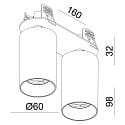 recessed spotlight CAN TILT ROUND DOUBLE 2 flames, round, cardanic swivelling GU10 IP20, white