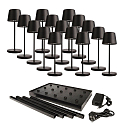 battery table lamp CANIS MINI GASTRO with touch dimmer, with charger, 15 pcs. IP65, mat, graphite black dimmable