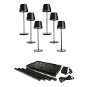 battery table lamp CANIS GASTRO M with touch dimmer, with charger, 6 pieces IP65, mat, graphite black dimmable