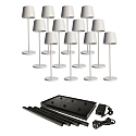 battery table lamp CANIS GASTRO L with touch dimmer, with charger, 12 pcs. IP65, mat, traffic white dimmable
