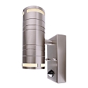 Wandleuchte ZILLY II UP&DOWN, mit Bewegungsmelder, IP44, 220-240V, 2x GU10 max. 35W, Edelstahl, Silber