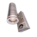 Deko-Light Wandleuchte ZILLY II UP&DOWN, mit Bewegungsmelder, IP44, 220-240V, 2x GU10 max. 35W, Edelstahl, Silber