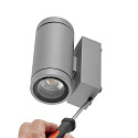 Deko-Light facade spotlight SHORELINE PRO GU10 ROUND UP&DOWN 2 flames, cylindrical, with lamp socket GU10 IP65, light grey