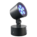 Outdoor LED spot 16W RGBW, IP65, 24V DC, RGB + 3000K 780lm 20�, die-cast aluminum, black grey