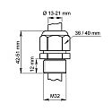 Deko-Light Kabelverschraubung M32 inkl. Gegenmutter + Dichtring, IP68, mit Zugentlastung, Polyamid / GFK
