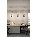 Fabas Luce Pendelleuchte SILO, H�he verstellbar, E27 max. 60W, Metall / geblasenes Glas, Grau transparent