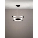 Fabas Luce LED Pendelleuchte GIOTTO, inkl. SMART LUCE, 2-fach, � 80+60cm, 37+28W 3000K 4030+3020lm, dimmbar, schwarz