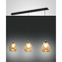 Pendant luminaire GISELLA, E27, 3x 60W, IP20, amber