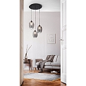 Fabas Luce Pendant luminaire INFINITY, incl. Smartluce, E27, 3x 60W, IP20, gray transparent