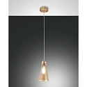 Pendant luminaire DAFNE, E27, 1x 40W, IP20, satin brass/amber