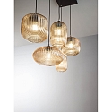 Fabas Luce Pendelleuchte GILLIS, 5-flammig, 5x E27max. 40W, Metall / geblasenes Glas, Schwarz / Amber