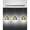 pendant luminaire GLOW 3 flames E27 IP20, amber, brass